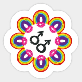 Gay pride male mandala Sticker